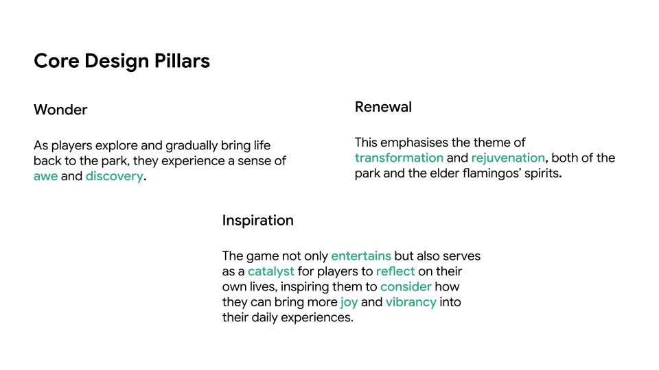 Design pillars for the game